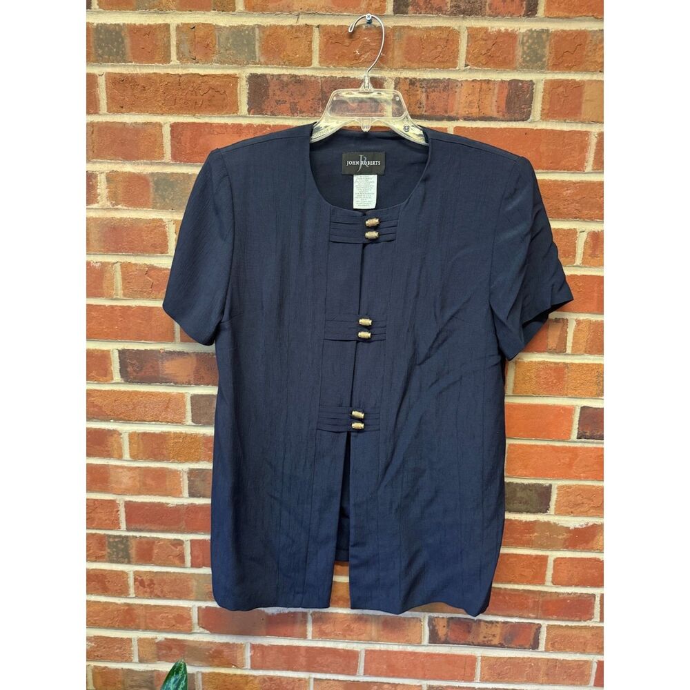 1980s John Roberts Navy Lightweight Jacket Top Size 6